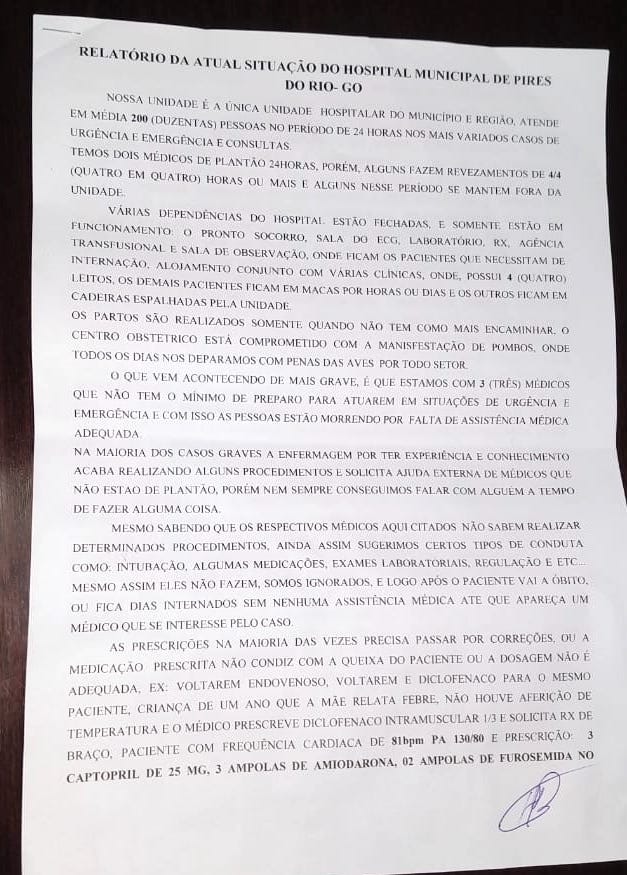 Denúncia Hélio Bernardes sobre o Hospital de Pires do Rio