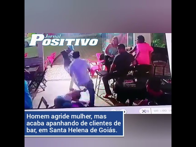 Homem agride mulher, mas acaba apanhando de clientes de bar, em Santa Helena de Goiás